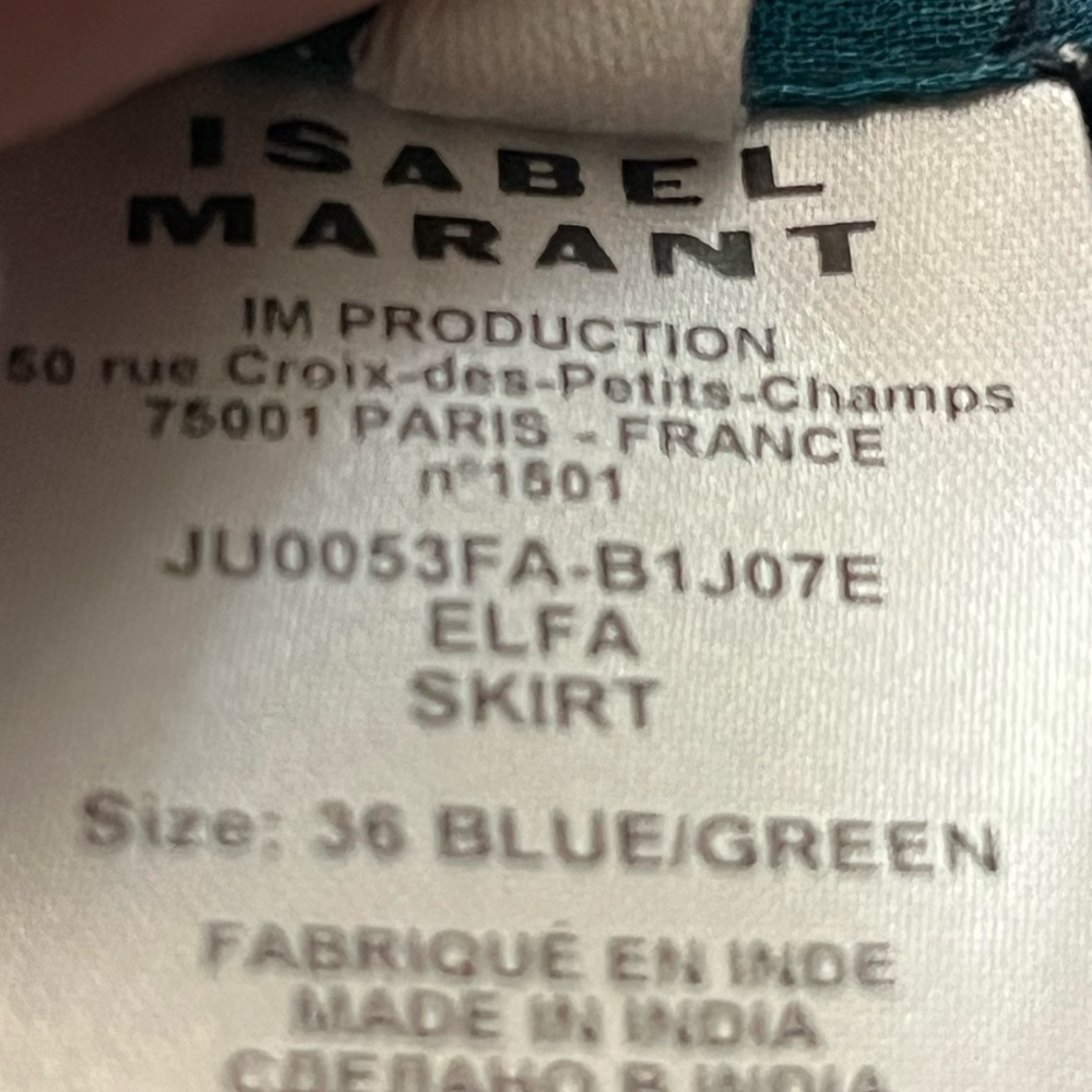Isabel MARANT ETOILE Elfa Printed Midi Skirt size 36 blue/green print sz small - Picture 15 of 16